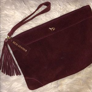 Real leather oversized clutch